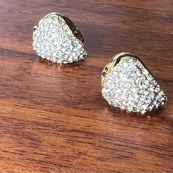 nOir earrings 🖤 new 🖤 clear/white stones with gold tone - Picture 1 of 5